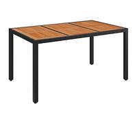 vidaXL Mesa de Jardín Superficie Tabla Mueble Mesita de Exterior para Cocina Terraza Jardín Comedor de Madera Ratán PE Negro 150x90x75 cm