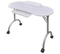 vidaXL Mesa de Manicura Plegable de Ruedas Blanco Mueble Salón de Belleza Uñas