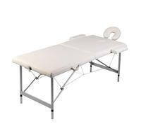 vidaXL Mesa de Masaje de Aluminio Plegable de Dos cuerpos, Color Blanco Crema