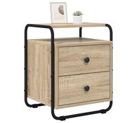 vidaXL Mesa de Noche 2 uds. Roble Sonoma Madera de ingeniería, Soluciones Modernas para el Dormitorio, Almacenamiento Rectangular, mesita de Noche, Madera, Acero galvanizado, decoración