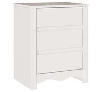 vidaXL Mesa de Noche Blanca Contemporánea con 3 Cajones | Madera Natural Duradera Ideal para Almacenamiento en Dormitorio Elegante y Moderno - Mesita de Noche