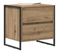 vidaXL Mesa de Noche con cajón 2 pcs Roble Artesanal 50 x 39.5 x 50 cm, Mesita de Noche Industrial, Resistente, diseño Rectangular, Espacios pequeños, Mueble Urbano