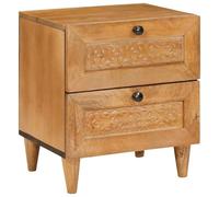 vidaXL Mesa de Noche con cajón Marrón Claro 40 x 33 x 46 cm, Mesa de Noche Moderna, Almacenamiento Compacto, diseño Rectangular, Madera de Mango Duradera, solución Funcional