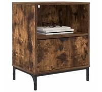 vidaXL Mesa de Noche con cajón Roble Ahumado 49 x 36 x 61 cm, Mesita de Noche Moderna, Mesa Rectangular, Almacenamiento Minimalista, Muebles Funcionales para el Dormitorio