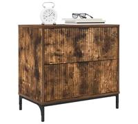 vidaXL Mesa de Noche con cajón Roble Ahumado 63.5 x 36 x 61 cm, Mesa de Noche Compacta, Mesita Rústica con Almacenamiento, Organizador Funcional para Tu Dormitorio