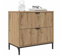 vidaXL Mesa de Noche con cajón Roble Artisan 63.5 x 36 x 61 cm, Mesa de Noche Compacta, Mesita Rústica con Almacenamiento, Organizador Funcional para Tu Dormitorio