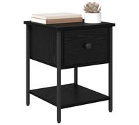 vidaXL Mesa de Noche con cajón Roble Negro 34 x 35,5 x 45 cm, Mesita Moderna, Rectangular, Elegante con Amplio Espacio de Almacenamiento, Organizador práctico, Ahorra Espacio