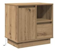 vidaXL Mesa de Noche con LED de Roble Artisan 50x34.5x50 cm. Moderno, Compacto y Funcional para organizar tu Dormitorio con un Toque Minimalista.