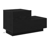 vidaXL Mesa de Noche con Luces LED Madera 70X36X40.5 cm 2 Cajones Almacenamiento para Dormitorio Muebles Rústicos Solución Compacta de Gabinete Acento Decorativo