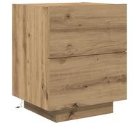 vidaXL Mesa de Noche de Roble Artesanal con 2 Cajones | Mesita de Madera Maciza para Dormitorios | Diseño Contemporáneo | Montaje Fácil Requerido | Mesitas Pequeñas | Mesa de Noche Moderna