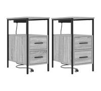 vidaXL Mesa de Noche - Mesita Moderna Que Ahorra Espacio en tu Dormitorio. Es compacta y Tiene cajones para Guardar lo Que necesites.
