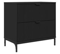 vidaXL Mesa de Noche Negro 63,5 x 36 x 61 cm Madera contrachapada, Amplio Almacenamiento, Mesa de Noche compacta, Pieza Moderna y Decorativa para tu Dormitorio Minimalista