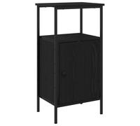 vidaXL Mesa de Noche Rectangular de Roble Negro | Mesita de Noche con 1 Puerta y Almacenamiento | Construcción de Madera Sólida y Estilo Moderno | Acabado Mate Ideal para Decoración del Dormitorio