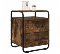 vidaXL Mesa de Noche Roble Ahumado Madera de ingeniería, Soluciones Modernas para el Dormitorio, Almacenamiento Rectangular, mesita de Noche, Madera, Acero galvanizado, decoración