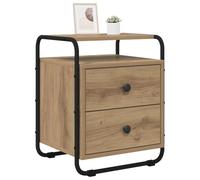 vidaXL Mesa de Noche Roble Artisan Madera de ingeniería, Soluciones Modernas para el Dormitorio, Almacenamiento Rectangular, mesita de Noche, Madera, Acero galvanizado, decoración