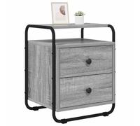 vidaXL Mesa de Noche Sonoma Gris Madera de ingeniería, Soluciones Modernas para el Dormitorio, Almacenamiento Rectangular, mesita de Noche, Madera, Acero galvanizado, decoración