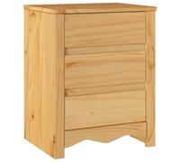 vidaXL Mesa de Noche Tradicional de Roble con 3 Cajones de Madera de Pino Macizo Mesita Compacta para Dormitorios Solución de Almacenamiento Elegante Diseño Clásico para Cualquier Habitación Mueble d