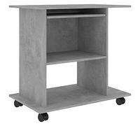 vidaXL Mesa de Ordenador Escritorio de Oficina Muebles Despacho Ejecutivo Estudio Robusto Estable Simple Contrachapada Gris Hormigón 80x50x75 cm