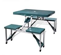 vidaXL Mesa de Picnic para jardín Verde Plegable con 4 Asientos Ligera de Aluminio