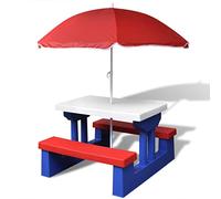 vidaXL Mesa de Picnic para niños con sombrilla