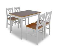 vidaXL Juego de muebles de comedor 5 piezas marrón y blanco