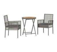vidaXL Mesa de té plegable redonda compacta para jardín y balcón, madera de acacia resistente a la intemperie y ratán de polietileno, diseño que ahorra espacio, muebles modernos rústicos y portátiles