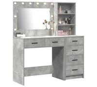 vidaXL Mesa de tocador 2 uds. Gris 78.5 x 41 x 135 cm | Líneas elegantes y estilo contemporáneo, Dos cajones amplios para tus cosas, Luz LED integrada para un aseo increíble