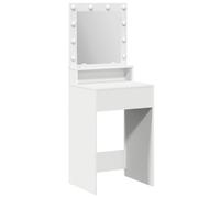 vidaXL Mesa de Tocador Blanca Moderna con Espejo LED Integrado | Elegante Vanity para Maquillaje 50 x 41 x 135 cm Muebles de Dormitorio que Ahorran Espacio Construcción de Madera Elaborada Estación St
