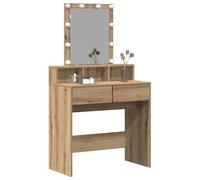 vidaXL Mesa de Tocador con cajón Roble Artisan 80 x 41 x 144.5 cm, Vanidad Moderna para Dormitorio, Escritorio Rectangular, cómodo Almacenamiento, Mesa de Maquillaje con Luces