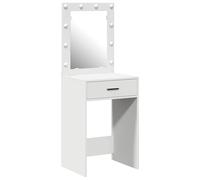 vidaXL Mesa de tocador moderna con espejo e iluminación LED blanca de madera diseñada, solución de almacenamiento elegante para el dormitorio, excelentes características, montaje sencillo