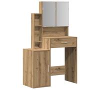 vidaXL Mesa de tocador Elegante de Roble con Espejo y Amplio Almacenamiento | mobiliario Moderno de Madera elaborada para Dormitorio Ideal para Maquillaje, Armario de tocador Estiloso