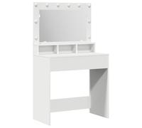 vidaXL Mesa de Tocador Moderna Blanca con Espejo y Luces LED | Elegante Estación de Maquillaje con 3 Cajones Ideal para Dormitorio, Diseño Limpio y Contemporáneo, Muebles Chic Compactos