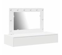 vidaXL Mesa de Tocador Moderna con Espejo Compacta Vanidad para Dormitorio Blanca MDF Iluminación Integrada y Almacenamiento Ideal para Maquillaje Muebles de Aseo Organizador de Cosméticos