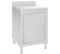 Red Cup Living vidaXL Mesa de Trabajo Comercial con Armario 60x60x96 cm Acero Inoxidable