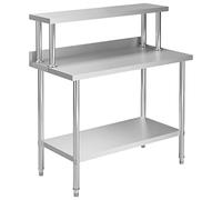 vidaXL Mesa de Trabajo de Cocina con Estante Acero INOX 120x60x120 cm