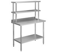 vidaXL Mesa de Trabajo de Cocina con Estante Acero INOX 120x60x150 cm