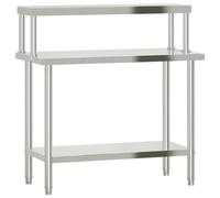 vidaXL Mesa de Trabajo para Cocina con Estante Acero INOX 110x55x120cm