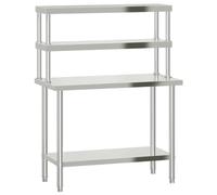 vidaXL Mesa de Trabajo para Cocina con Estante Acero INOX 110x55x150cm