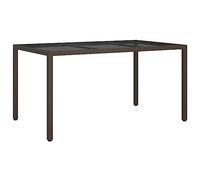 Mesa Jardín Vidrio Templado Ratán Sintético 150x90x75 Cm Marrón Vidaxl