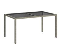 vidaXL Mesa Jardín Comedor Cocina Patio Terraza Balcón Mobiliario Muebles Soporte Exterior Vidrio Templado Ratán Sintético 150x90x75 cm Gris
