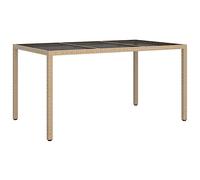 vidaXL Mesa Jardín Comedor Cocina Patio Terraza Balcón Mobiliario Muebles Soporte Exterior Vidrio Templado Ratán Sintético 150x90x75 cm Beige