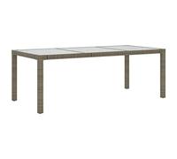 vidaXL Mesa Jardín Comedor Cocina Patio Terraza Balcón Muebles Mobiliario Soporte Exterior Estable Vidrio Templado Ratán Sintético Gris 190x90x75 cm