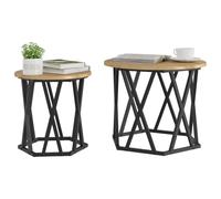 vidaXL Mesa Lateral 2 pcs Roble Artesanal Madera Ingenierizada y Acero, Mesa Redonda Moderna, Mesa de café compacta, Mueble Decorativo Elegante, Acabado Suave y diseño de Acero Resistente