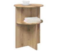 vidaXL Mesa Lateral con Almacenamiento Roble Artesanal Ø 39,5 x 55 cm, Mesa Lateral Moderna y Estilosa, Diseño Compacto para Sala y Dormitorio, Fácil de Limpiar