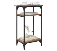 vidaXL Mesa Lateral con Estante Madera Envejecida 40 x 30 x 75 cm, Mesa Lateral Ajustable para Sala, Estilo Industrial, decoración Moderna, Almacenamiento Duradero