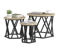 Juego de Mesas de Café vidaXL Roble Sonoma Redondas Compactas y Modernas Mesas Interiores para Sala de Estar Construcción Duradera de Tablero de Partículas y Metal Uso Diario Diseño Muebles Estiloso V