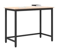 vidaXL Mesa Natural 100 x 50 x 77 cm Madera Ingenierizada y Acero, Mesa Ajustable, Rectangular, diseño Moderno, Madera Duradera, Estructura de Acero, Mesa móvil para Sala u Oficina