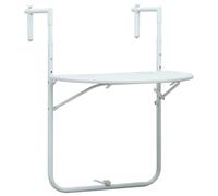 vidaXL Mesa para Colgar en el Balcón Mesilla Colgante en la Baranda Mesita Terraza Barandilla Plástico Aspecto Ratán Blanco