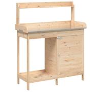 vidaXL Mesa para macetas con armario madera de abeto 110,5x45x124,5 cm, mesa de plantación, banco para macetas, banco para macetas al aire libre