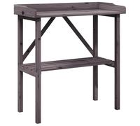 vidaXL Mesa para Plantas con Estante, Soporte para Flores, Mesita para Macetas, Florero para Jardín Patio Terraza, Madera de Abeto Gris